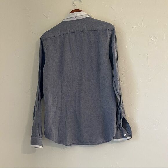 Men's Louis Philipe Blue & White Dress Shirt - Picture 6 of 8